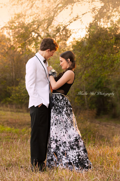 senior prom pinning corsage pose